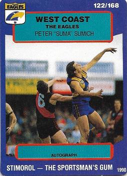 1990 AFL Scanlens Stimorol #122 Peter Sumich Front